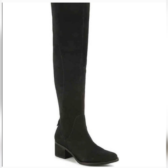 Steve Madden Shoes - Steve Madden Purly Over The Knee Boots Women’s 7 Black Suede Block Heel Side Zip